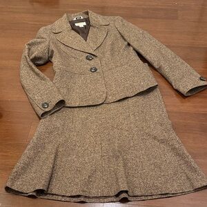 Talbots Brown Tweed skirt suit set with Blazer